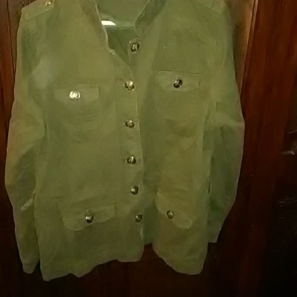 Khaki cargo type jacket lots of silver buttons - Picture 4 of 8